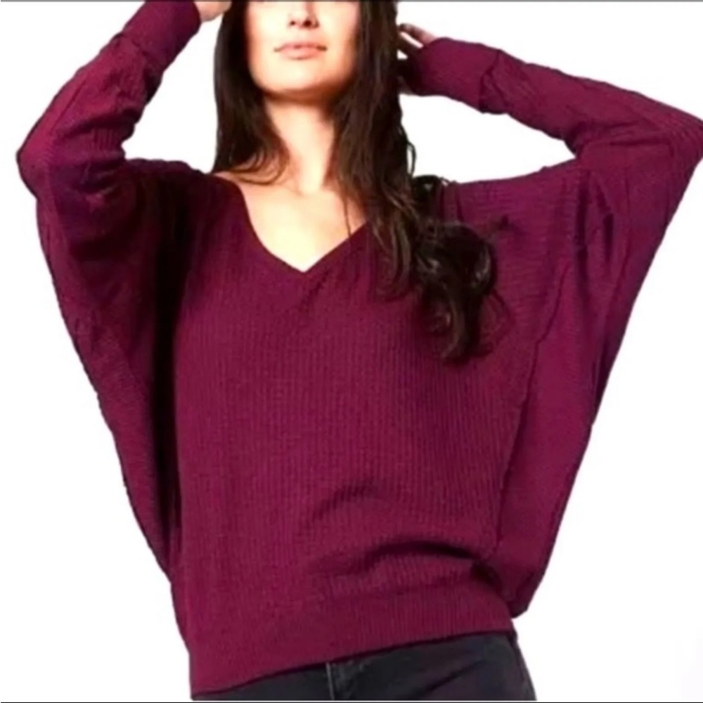 NWT Free People Santa Clara thermal top mulberry